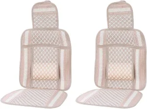 seat كتان طقم مساند ظهر لمقاعد السائق والراكب – 2 قطعة (بيج)