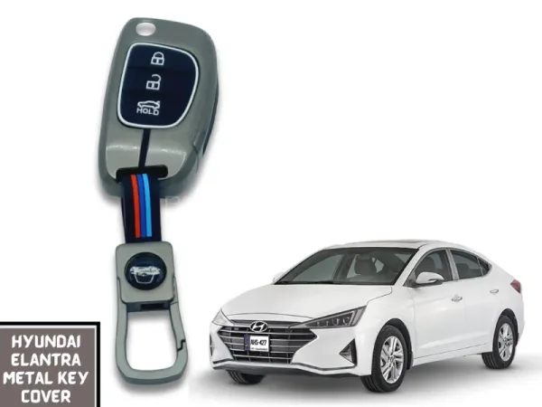 جراب ريموت معدن هيونداي رمادي داكن (HY2) -ix35 النترا Compatible with Hyundai