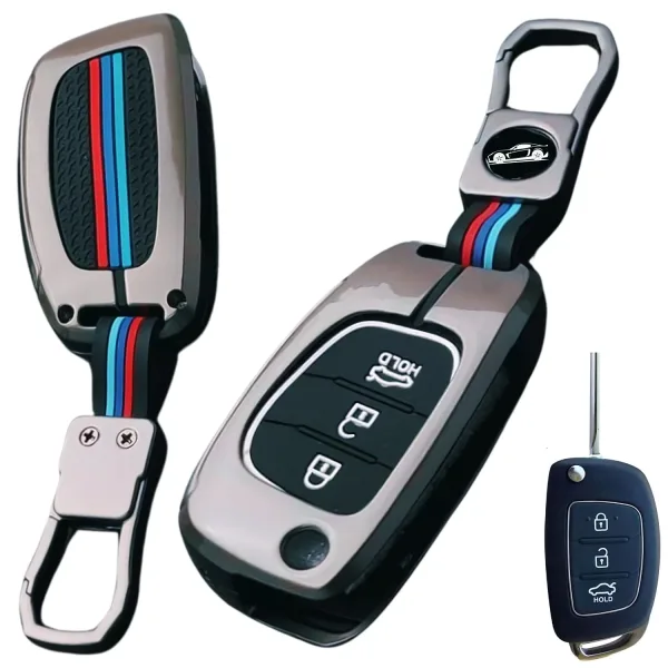 جراب ريموت معدن هيونداي رمادي داكن (HY2) -ix35 النترا Compatible with Hyundai