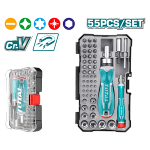 طقم مفكات متعدد الاستخدام 55 قطعه توتال TACSD30556