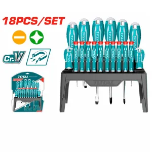 طقم مفكات 18 قطعة توتال THT250618