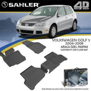 SAHLER GOLF 5 دواسات ارضيةTPE متوافق مع سيارة جولف VOLKSWAGEN Golf 5 2004-2008من ساهلر - أسود