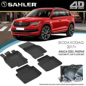 SAHLER SKODA Kodiaq 2017+ دواسات ارضيةTPE متوافق مع سيارة سكودا كودياك +2017 من ساهلر- أسود
