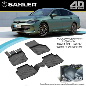 Volkswagen passat B9 STW+2023 دواسات ارضيةTPE متوافقة مع سيارة باسات VOLKSWAGEN Passat B9+2023 من ساهلر - أسود