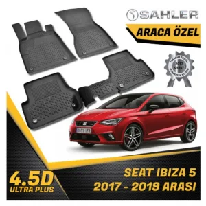 seat ibiza5 دواسات ارضيةTPE متوافق مع سيارة سيات ايبيزا 5 +2017 من ساهلر - أسود