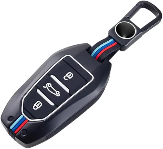 Zinc Alloy Key Fob Cover Compatible with Peugeot 308 408 508 2008 3008 5008 غطاء مفتاح سيارة متوافق مع سيارات بيجو و سيتروين من الزنك معدن