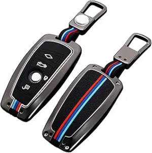 61dW2xoKEL._AC_UL320_.jpg جراب مفتاح السيارة مع سلسلة مفاتيح معدنية مناسب لمفتاح سيارة بي ام دبليو 1 و2 و3 و4 و5 و6 و7 X1 وX2 وX5 وX3 وX6 وM5/6 وGT3/5 لون رمادي غامق حجم صغير زنك