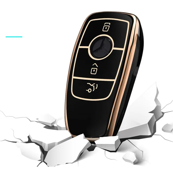 E2002 جراب مفتاح سيارة مرسيدس فئة E فئة S من البولي يوريثين الحراري (اسود)