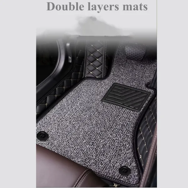 9D 2Layers دواسات جلدية فاخرة 9D متوافقة مع فولكس فاجن جيتا (2010-2022) -بطبقة من الموكت- مقاومة للماء والاوساخ - تصميم اسود فاخر