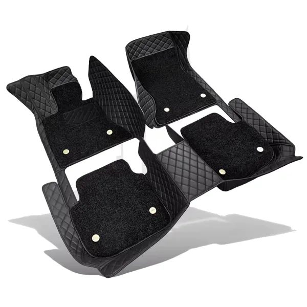 9D Mat دواسات جلدية فاخرة 9D متوافقة مع فولكس فاجن جيتا (2010-2022) -بطبقة من الموكت- مقاومة للماء والاوساخ - تصميم اسود فاخر