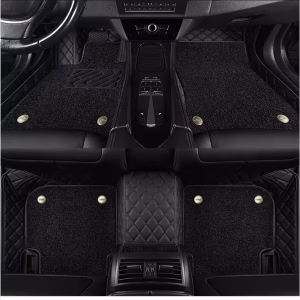 9d car mat دواسات جلدية فاخرة 9D متوافقة مع فولكس فاجن جيتا (2010-2022) -بطبقة من الموكت- مقاومة للماء والاوساخ - تصميم اسود فاخر