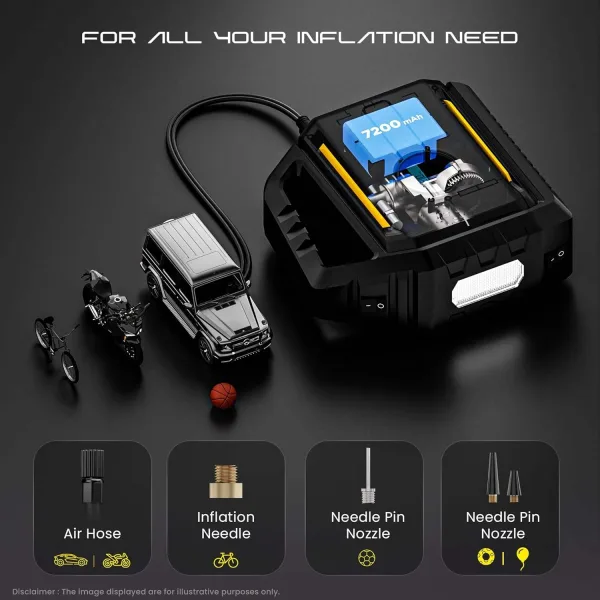 jumpstarter 7200s03 جهاز تشغيل بطارية السيارة(4×1)منفاخ كاوتش ديجيتال+باوربانك -كشاف طؤاري